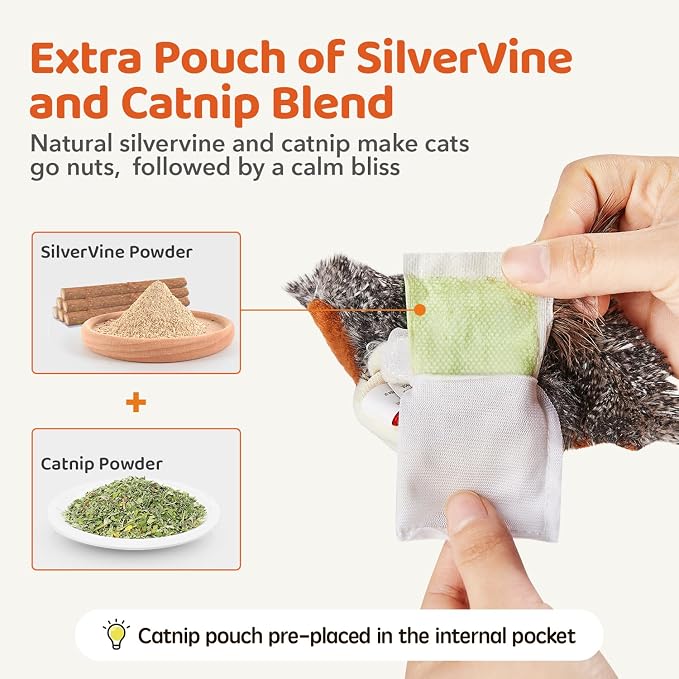 Potaroma Cat Toys Rechargeable Flapping Bird Sparrow, Lifelike Chirp Tweet, Touch Activated Kitten Toy Interactive Cat Exercise Toys for All Breeds Cat Kicker Catnip Toys 4.0 Inches - Image 7