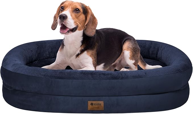 Orthopedic Dog Bed for Medium Dogs, Waterproof Dog Bed with Removable Bolsters, Egg Crate Foam Pet Couch for Medium Size Dog with Machine Washable Cover & Non-Slip Bottom, Navy