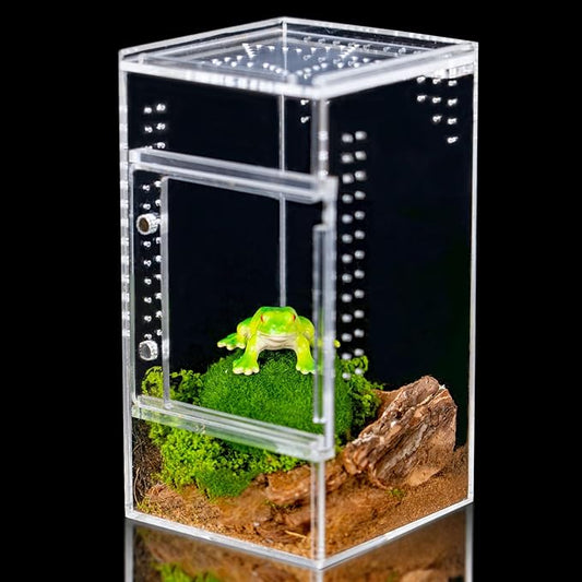 3x3x6 Reptile Tank 0.25 Gallon – Acrylic Reptile Enclosure Terrarium for Crested Gecko, Lizards, Spiders & Snakes – Clear Lizard Habitat Terrarium