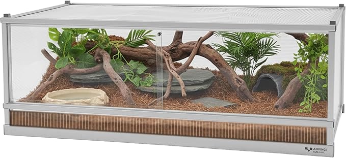 70 Gallon Reptile Tank, Reptile Enclosure for Easy Maintenance, Top Screen Ventilation & Glass Sliding Door 38''x24''x18''
