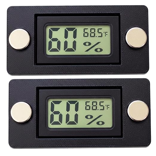 2 Pcs Magnetic Jumping Spider Enclosure Thermometer and Humidity Gauge Temperature and Humidity Monitor for Jumping Spider and Reptile Tank Mini Digital Hygrometer with LCD Screen(Rectangular)