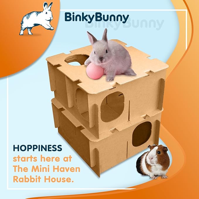 BINKYBUNNY Mini Haven - Rabbit Hideouts & Play Structure for Indoor Bunnies & Chinchillas