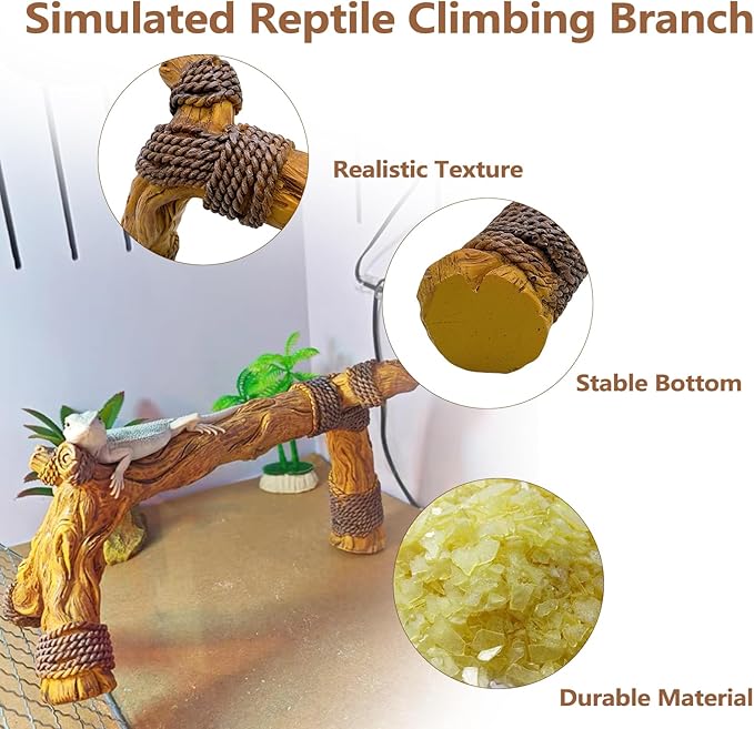 Tfwadmx Snake Climbing Branch,Resin Reptile Wood Trunk Branches Decor,Reptile Terrarium Climbing Accessories Decoration for Geckos, Lizards,Tarantulas,Hermit Crab,Frogs