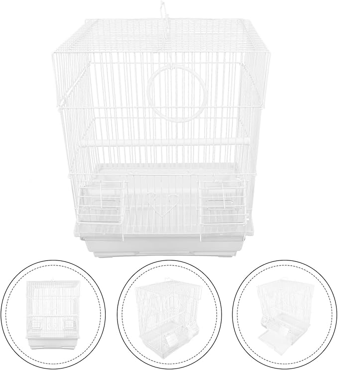 VANZACK Portable Metal Bird Carrier Cage for Parrots Cockatiels Conures Spacious Secure Travel Cage with Lockable Door for Outings and Home Use