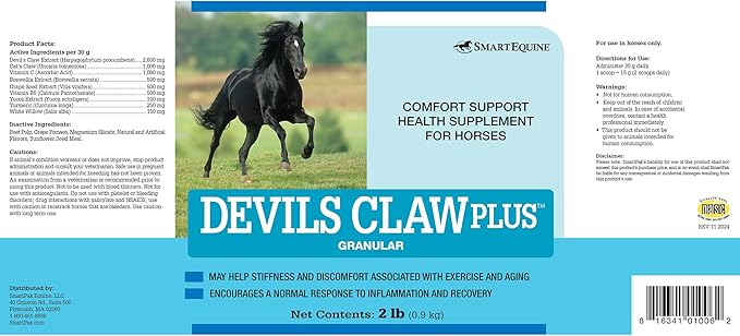 SmartEquine | Devil's Claw Plus Granular | Horse Joint Supplement with Yucca for Horses | Supports Joint Strength, Comfort & Mobility | Antioxidant Support Supplement | 2 lb