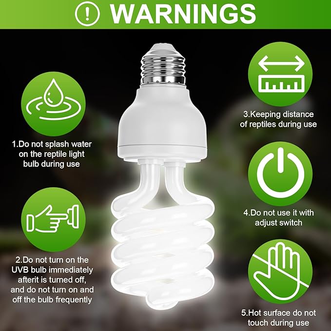 Reginary 4 Pcs UVB Reptile Light 5.0 26W Tropical and Sub-Tropical UVA UVB Bulb Compact Fluorescent Lamp Tropical Terrarium Lamp for Chameleons, Lizards, Tortoises, Snakes, Iguanas & Turtles