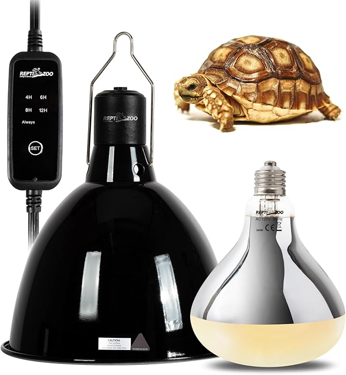 REPTI ZOO Lighting Combo Kit 160W Reptile Heat Lamp UVA UVB Bulbs for Reptiles and 8.5 Inch Reptile Light Fixture Dome Lamp Fixture Dome Light with Timer Tortoises/Snakes/Lizards/Bearded Dragons