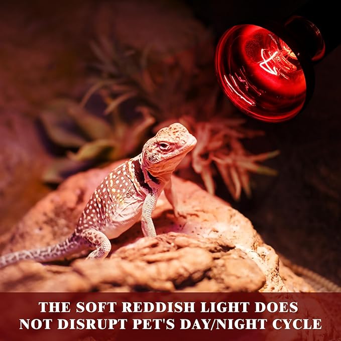 Reptile Heat Lamp,50W Red Basking Spot Lamp Bulb for Chickens Amphibians, Infrared Heat Emitter Light for Coop