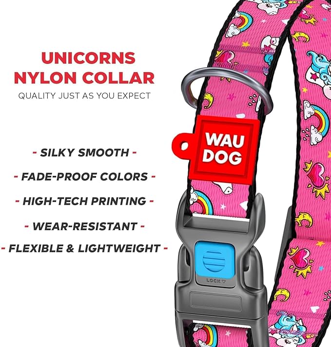 Nylon Dog Collar and Leash Set - Adjustable Dog Collar for Large Dogs, Small & Medium Dogs - Puppy Collars for Large Breed - Boy & Girl Collars with Durable Plastic Buckle and QR Tag
