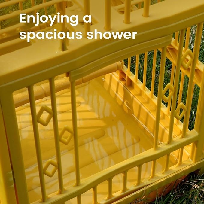 Handle Bird Cage Yellow Bird Aviary Parrot Cage Small Flight Birdcage Bird Carrier Square Travel Carrier Cage with Standing Perch