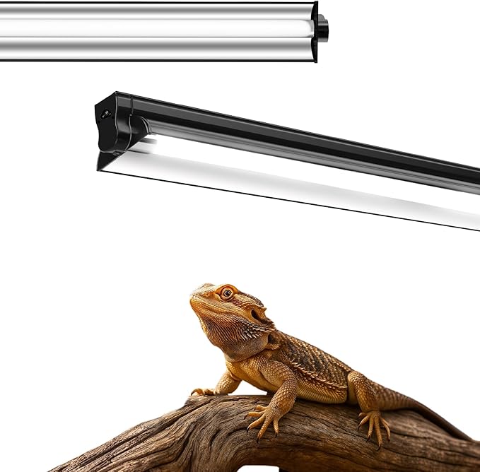 UVB Light for Reptiles, 12 Inch T5 10.0 UVB Reptile Light Fixture 8W, High Output UVA UVB Linear Lamp with Replaceable Bulb for Bearded Dragons, Tortoises & Lizards