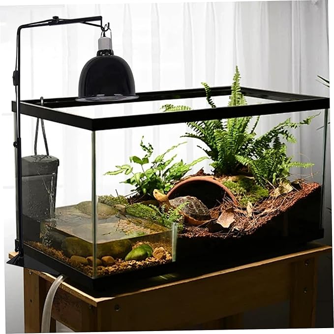 Reptile Lamp Stand Detachable & Extendable Metal Aquarium Light Riser with Hook and Stand Width Height Adjustable for Amphibian Terrarium Aquarium Tank|Terrarium Heat Lamps Mats