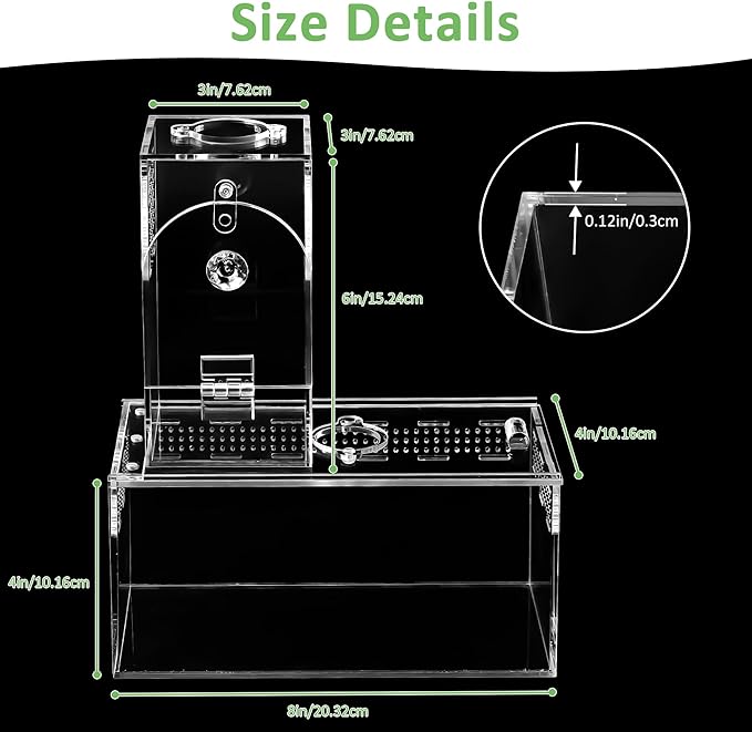 Acrylic Spider Enclosure 2 Pack, No Assembly Mixed Size Terrarium for Jumping Spider & Tarantula (M)