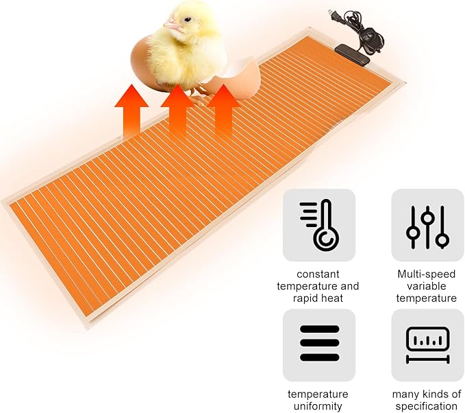 Crystalberry 31" x 11" Reptile Heat Pad 45W, Adjustable Temperature Heating Mat Multi-Temperature Control Pet Heating Pad, Under Tank Heater Mat for Turtle Snake Lizard Terrarium Tank