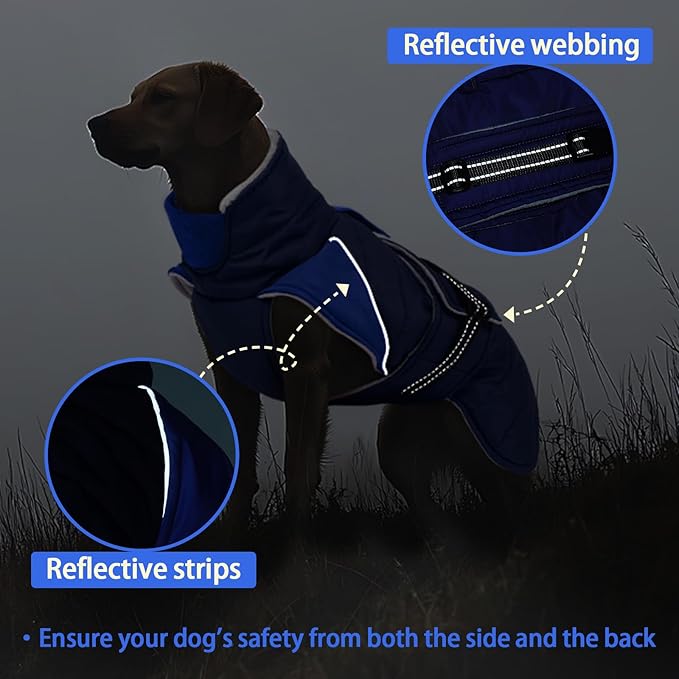 MIGOHI Waterproof Dog Winter Coat - Thick Dog Fleece Jacket with Reflective Strips, Warm Winter Snowsuit Sweater for Small Dogs,Machine Washable,French Bulldog,M,DarkBlue