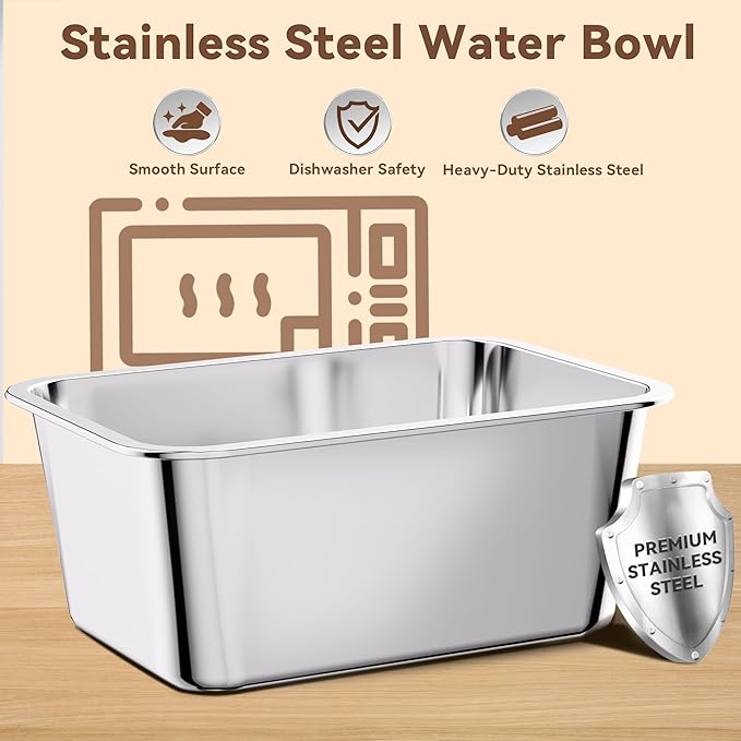 10L No Spill Dog Water Bowl, 2.6 Gal Stainless Steel No Splash Large Dog Water Bowl with Non-Slip Silicone Mat, Spill Proof Slow Drinking Pet Bowls for Messy Drinkers Indoor/Outdoor Use Black