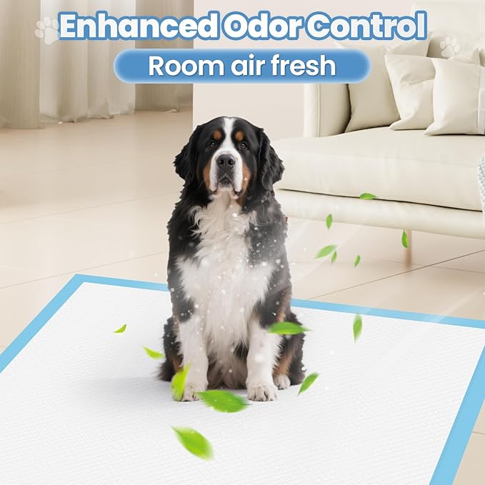 Bulubaky Heavy Absorbent Enormous 54"x37" Pee Pads for Large Dogs, Quick Dry Disposable Puppy Pee Pads, Thicken Strong Leak-Proof Backing Dog Pads 50Counts