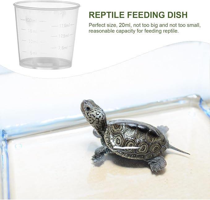 20pcs 20ml Reptile Food Measuring Cups Set Lids, Plastic Feeding Bowls for Gecko and Lizard Pet Feeding, Precise Portion Control for Reptile Care