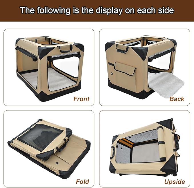 Garnpet Soft Dog Crate for Small Dogs, 4-Door Foldable Collapsible Dog Crate with Soft Sides, Indoor & Outdoor Travel Dog Kennel