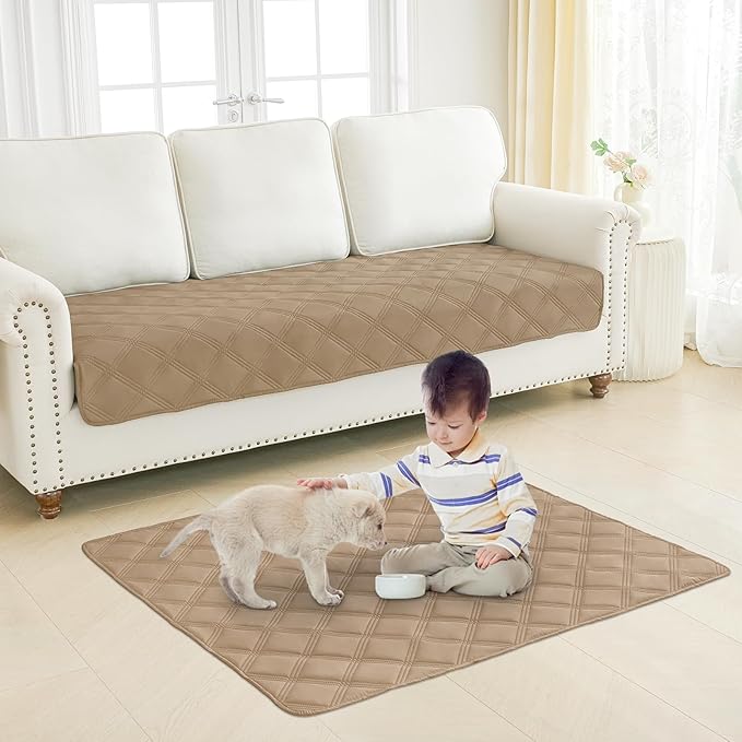 Smiry Waterproof Dog Bed Cover Blanket 40x70, Soft Reversible Pet Blanket, Washable Leakproof Cats Dogs Couch Cover for Sofa, Couch, Furniture, Camel/Camel