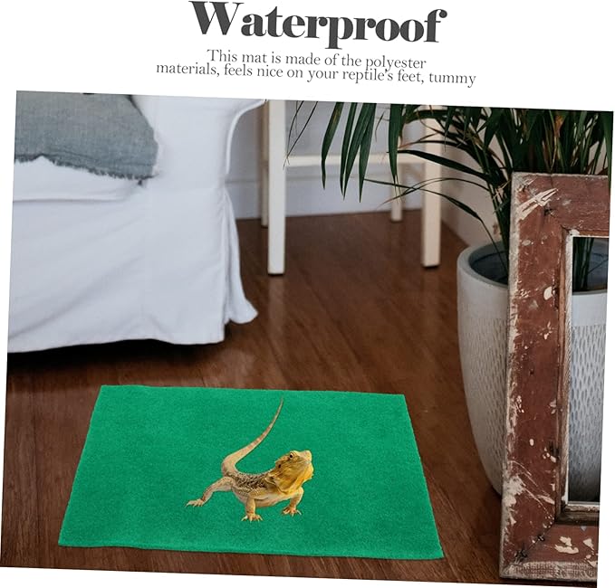 BESPORTBLE 2pcs Wear-Resistant Reptile Carpet Mat Absorbent Tortoise Bedding for Snakes Lizards and Amphibians Durable Easy to Clean for Terrariums Green