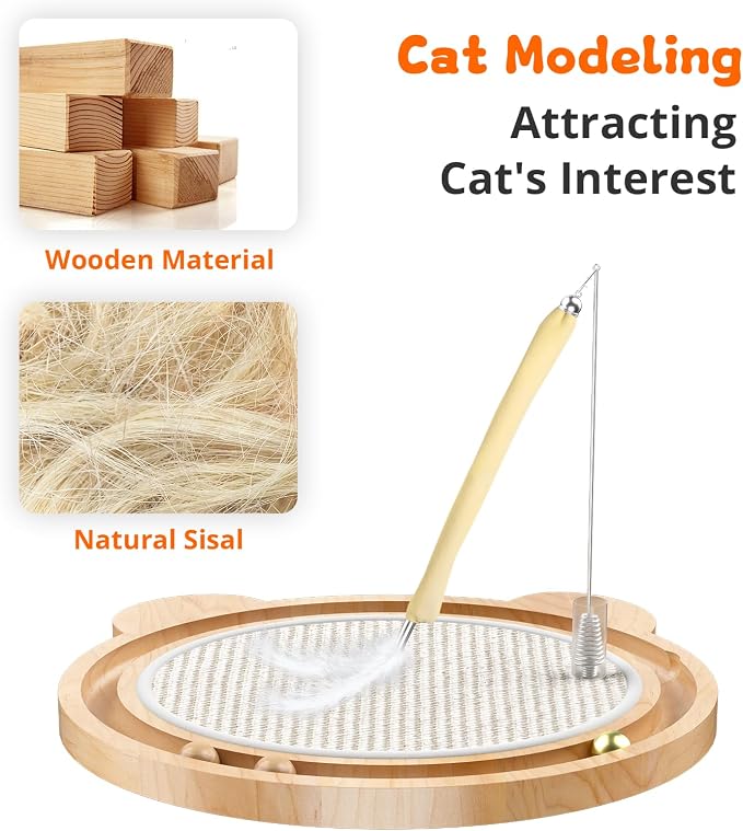 Cat Scratcher Toys Natural Sisal Pad Kitten Interactive Ball Track - Image 5