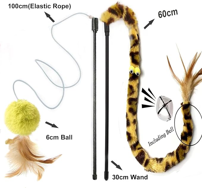 Cat Toys for Indoor Toys,Rainbow Cat Wand Toys,Feather Flips Plush Ball Cat Toys,Interactive Feather Toy for Teaser Play and Chase Exercise with Kitten 6 Pack - Image 4