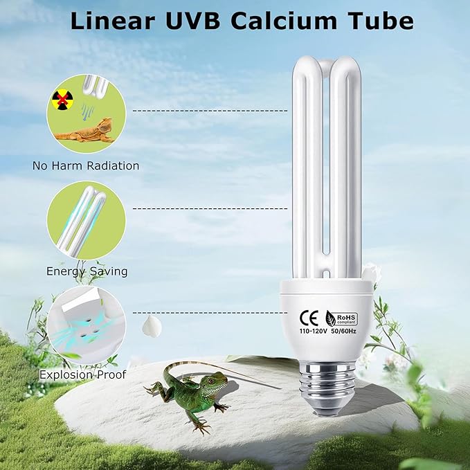 HARTOMPET 5.0 UVB Linear Tube 26W, Tropical Terrarium Lamp for Chameleon, Iguana, Frog, Reptile Habitat Light