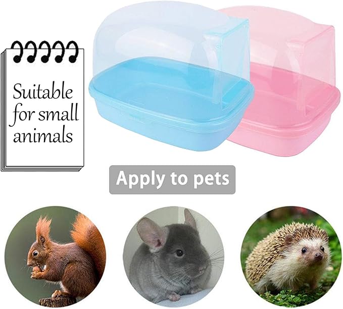 kathson Hamster Sand Bath Container Dwarf Hamster Dry Bathroom Chinchilla Sauna Toilet Plastic Sand Bathtub Sand Box Ideal for Guinea Pig Gerbil Hedgehog Squirrel and Other Small Animals (Pink)