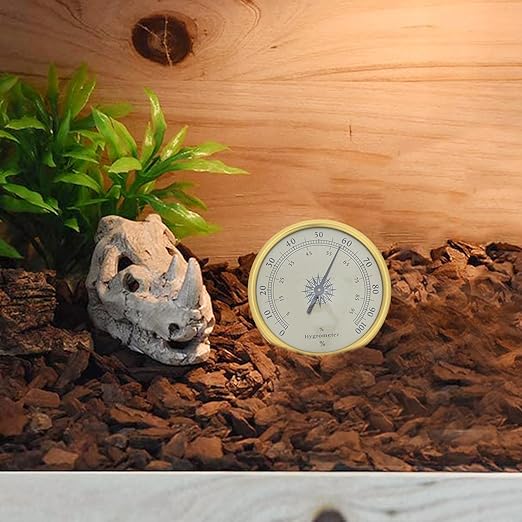 Mechanical Hygrometer: Decorative Gold Humidity Indicator - 2% RH Resolution Analog Wall or Surface Mount Gauge for Greenhouse Guitar Case or Office Desk