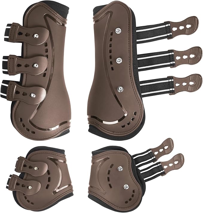 Horse Tendon Boots, Fetlock Boots & Open Front Boots for Jumping, Set of 4, Horse Protection Leg Guard