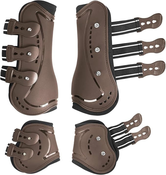 Horse Tendon Boots, Fetlock Boots & Open Front Boots for Jumping, Set of 4, Horse Protection Leg Guard