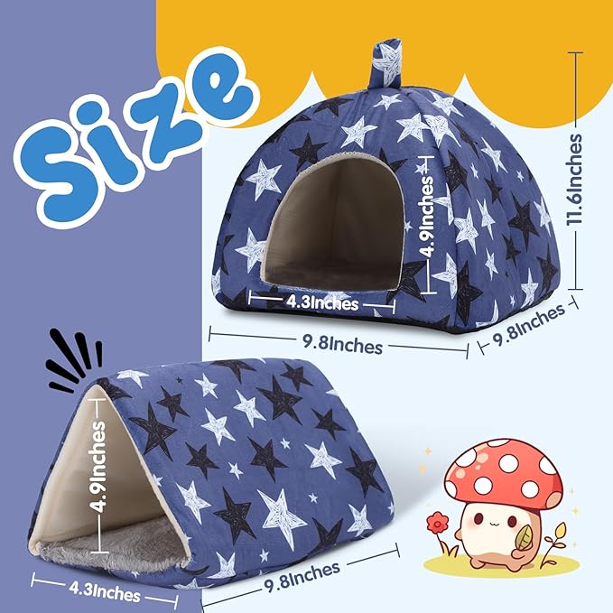 2-Pack Guinea Pig Hideout with Tunnel, Warm Lightweight Small Animal Bed, Easy to Clean Guinea Pig Bed for Rabbits Hamsters Chinchillas
