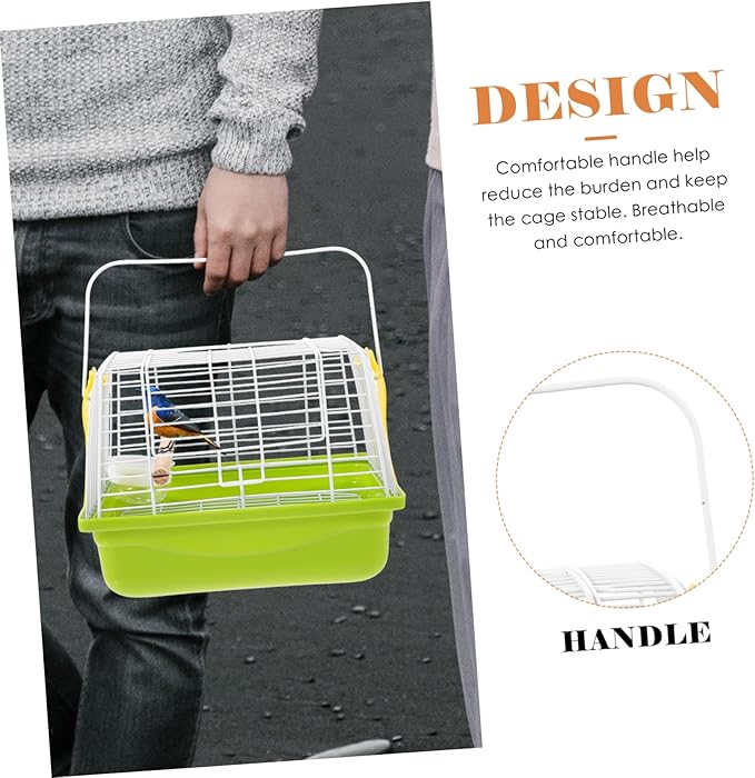 1 Set Portable Bird Carrier Cage for Parrots Lightweight Travel Cage with Handle Breathable Wire Structure for Hiking Sightseeing Camping Trips