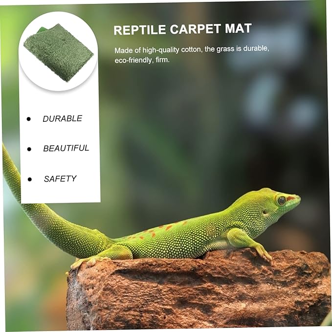 Kisangel 2pcs Turtle Habitat Carpet Breathable Reptile Bedding for Terrarium Imitation Moss Liner for Amphibians and Turtles Comfortable Substrate Mat for Reptiles