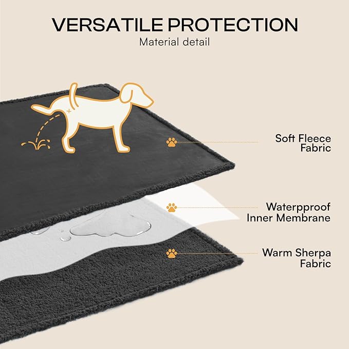 Waterproof Pet Blanket, Liquid Pee Proof Dog Blanket for Sofa Bed Couch, Reversible Sherpa Fleece Furniture Protector Cover for Small Medium Large Dogs Cats, Black Small???40" x 28"???