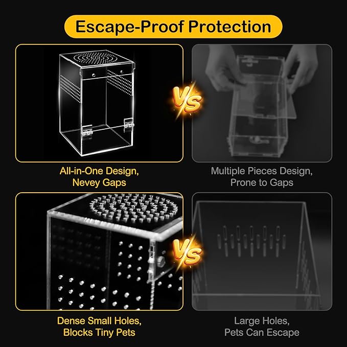 Large Jumping Spider Enclosure Kit,Escape Proof Reptile Tank,Praying Mantis Terrariums,Transparent Acrylic Bug Habitat,Arboreal Tarantula Cribs Cage,Insect Starter Container,Critter Keeper Sea