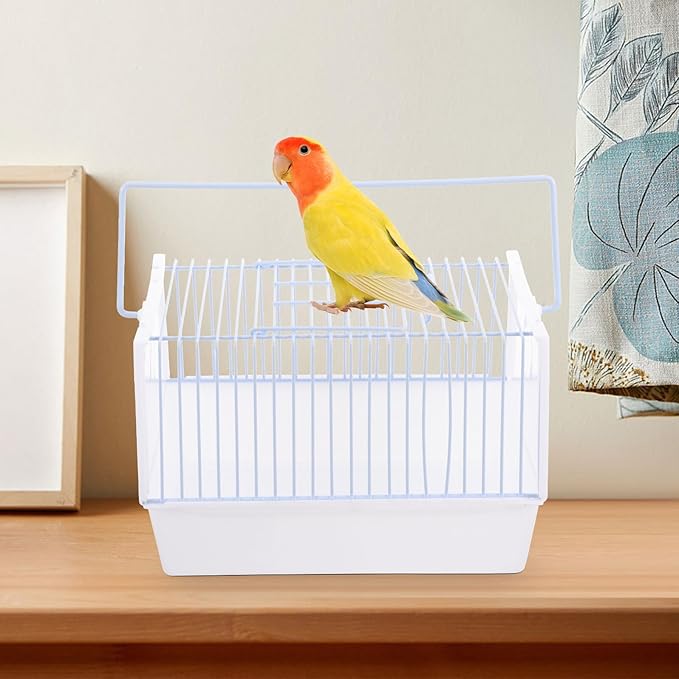 Portable Parrot Travel Carrier Cage with Breathable Wire Structure Lightweight Handheld Bird Cage for Outdoor Trips Camping Hiking Suitable for Small Birds and Parakeets and