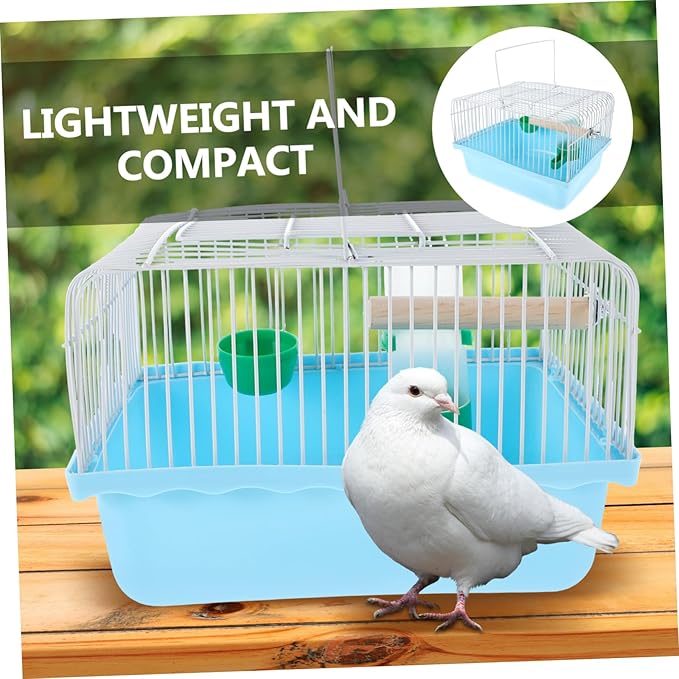 Parrot Travel Cage: Small Animal Cage with Wood Perch and Food Box Portable Bird Carrier with Water Dispenser for Parakeets and Lovebirds
