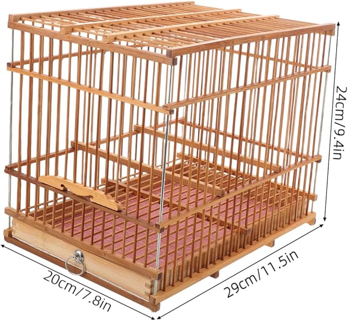 Bamboo Bird Cage for Small Parrots and Lovebirds Portable Woven Birdcage for Indoor and Outdoor Use Lightweight Travel Carrier Hollow Design