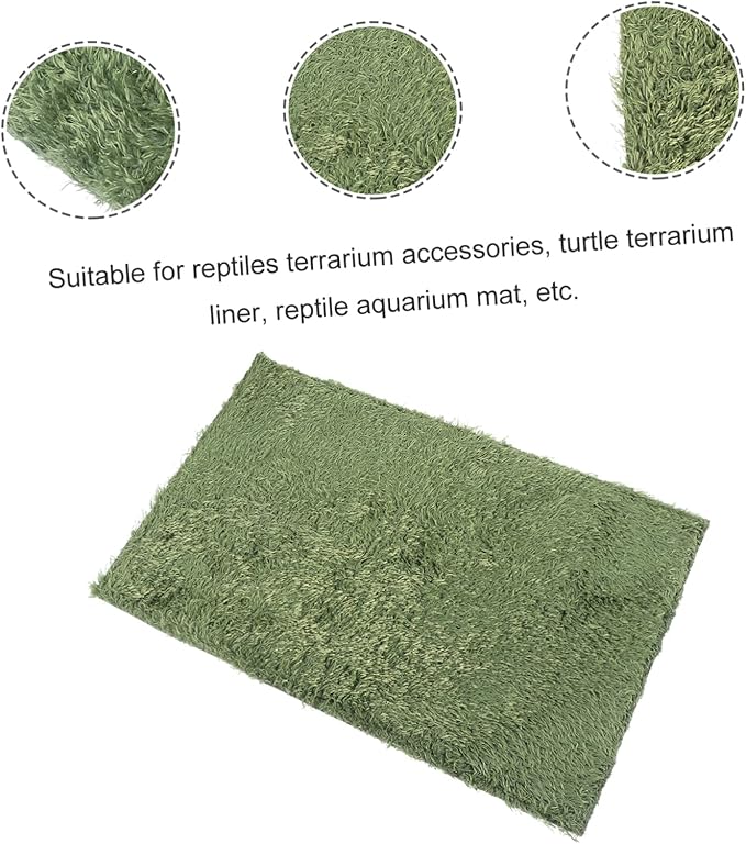 2Pcs Moss Reptile Carpet Liner for Terrarium Breathable Substrate for Lizards Iguanas Tortoises Non Adhesive Soft Reusable Crawler Mats
