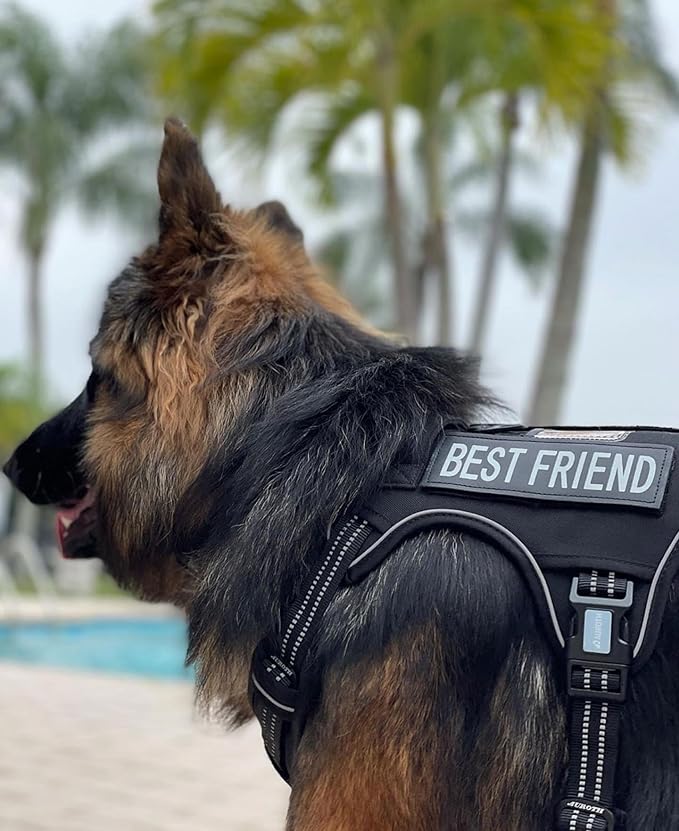AUROTH Tactical Dog Harness for Large Dogs No Pull Adjustable Pet Harness Reflective Working Training Easy Control Pet Vest Military Service Dog Harnesses Black XXL
