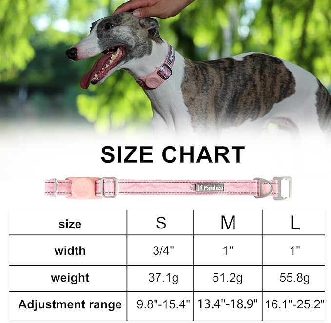 Dog Leash and Collar, Dog Seat Belt for Car, Reflective Nylon, Metal Buckle, IP68, Padded Handle Leash, Durable and Comfortable, for Small Medium Large Dogs (Blush Pink, L)