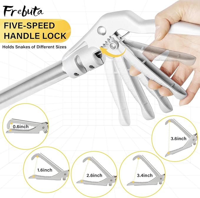 Snake Grabber Tool, 69" Snake Tongs Grabber for Rattlesnake Heavy Duty Professional Folding Snake Feeding Tongs Wide Jaw Snake Handling Tool Long Hndle Stainless Steel Tube Sponge Handle
