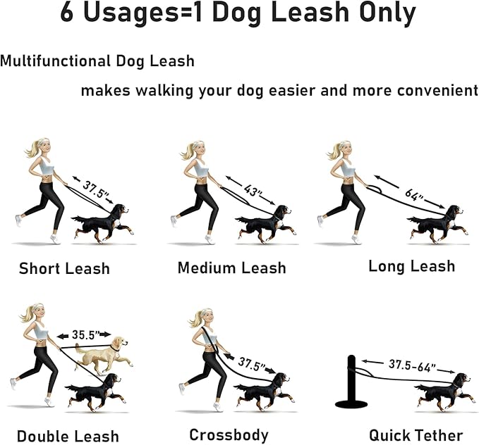 ZALER Dog Collar and Leash Set, Waterproof Adjustable Odor Proof Pet Collars Leashes Easy to Clean, 6FT Dog Leash with 2 Hooks for Large, Medium Small Dogs (XL, Black)