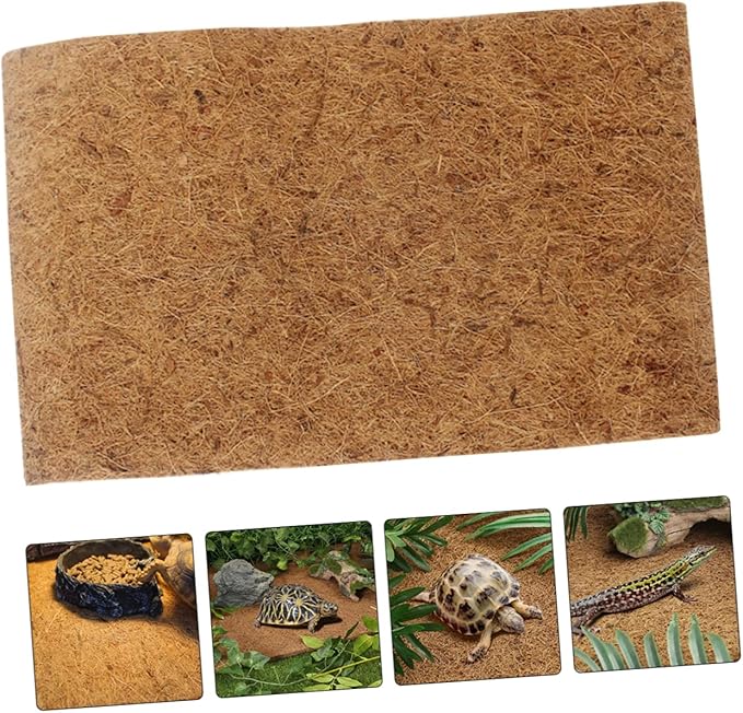 Yardwe Reptile Carpet Mat Coconut Fiber Substrate for Terrarium Bedding Easy to Clean and Move for Bearded Dragons Tortoises and Lizards