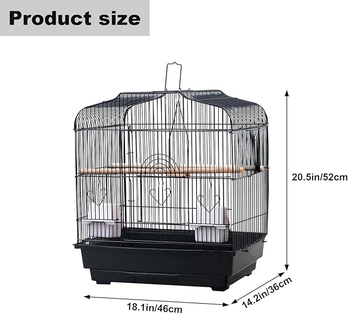 Small Bird Travel Cage,Portable Metal Bird Travel Cage with Handle,with 2 Stands, 2 Feeders and Wooden Perches,Birdcages for Small Parrots Lovebirds Canaries Cockatiels Conures