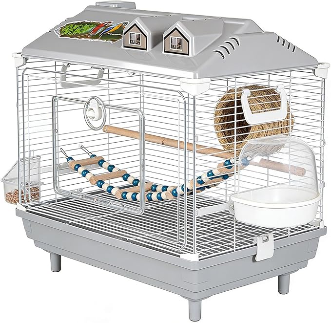 Clear Parakeet Carrier - Portable Bird Cage, Cockatiel Cage with Wooden Perch for Indoor Birds, Sturdy Practical Design Feature, Bird Accessory, Lovebird Finches Cages Use