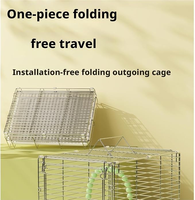 Bird Cage Bird Carrier Parrot Stainless Steel Folding Hand-held for Conures Lovebird Home Decor(White)