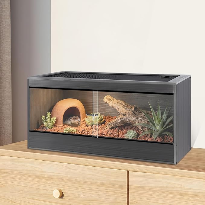 68 Gallon Reptile Enclosure, 48x18x18 Reptile Tank Terrarium, 48" Wide Large Lightweight Wood & Plastic Eco Composite Reptile Habitat Lounge for Ball Python Bearded Dragon Gecko Turtle Snake